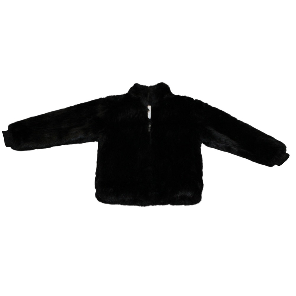 NWOT Black‎ Cropped Faux Fur Jacket Zip Mock Neck